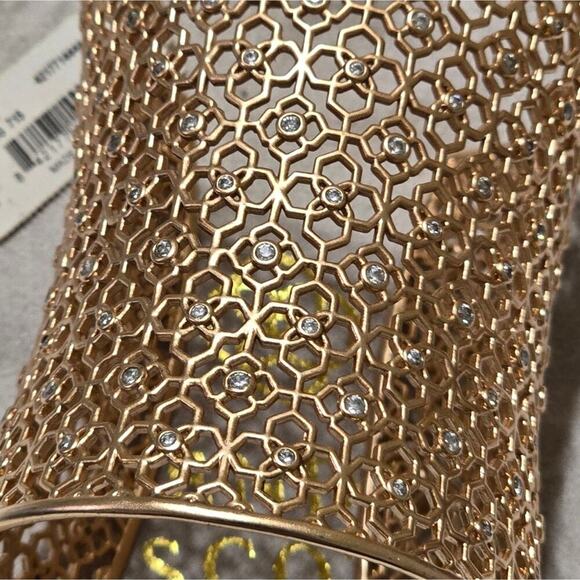 Kendra Scott JUDE Logo ROSE GOLD Wide Cuff Bracelet with Crystals New! - Picture 10 of 11